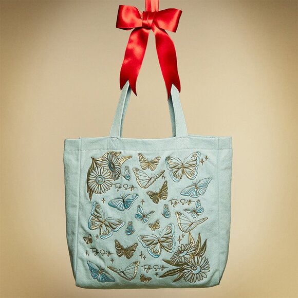 Taylor Swift Tote Bag Blue Butterfly Embroidered Debut - Picture 1 of 3